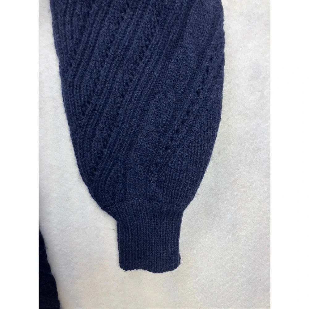 Joie Navy Blue Wool Cashmere Lace Up Hooded Sweater 18-5-004803-SW01298 Womens S - Picture 5 of 11